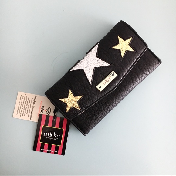 Nicole Lee Handbags - NWT Black Nicole Lee Eco Leather Star Wallet